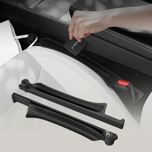YONZEE Car Seat Gap Filler [2 Pack], Premium Silicone Side Console Organizer with Built-in Emergency Glass Breaker, Universal Fit Automotive Gap Blocker to Prevent Dropping, Car Interior Decor