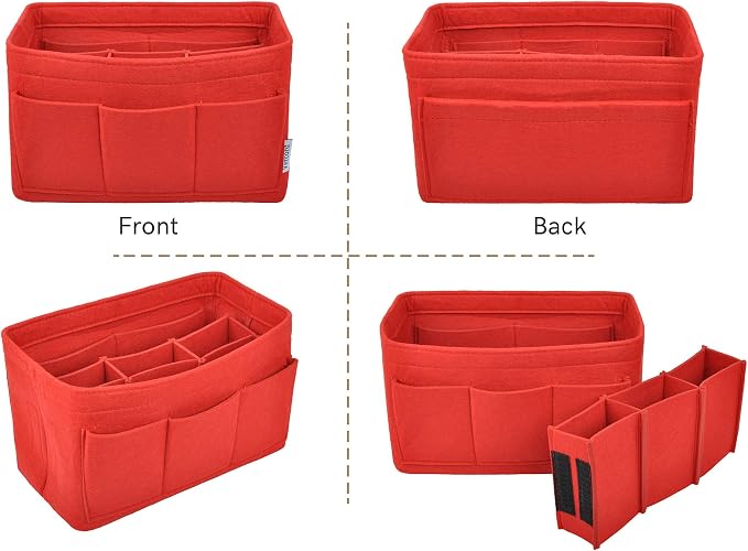 Vercord Felt Purse Organizer Handbag Insert Liner Shaper Bag in Bags for Speedy Neverfull Tote Red Xlarge