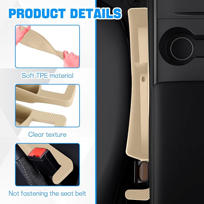 2PCS Car Seat Gap Filler Organizer, Car Seat Organizer, Multifunctional Seat Gap Storage Box for Phone Key, Fill The Gap & Stop Things from Dropping, Universal for Most Vehicles (Beige)