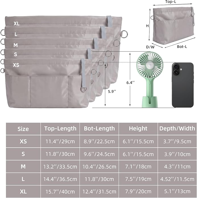 VANCORE Purse Organizer Insert for Handbags,Tote Bag Organizer Insert with Zipper Bag,Premium Handbag Organizer Inside Liner for Women