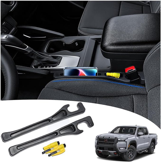LLXGAB【Compatible with Nissan Frontier Seat Gap Filler,No Drop Seat Guard Compatible with Nissan Frontier,Drop Seat Guards for Cars(2Pcs),Emergency Keychain Car Escape Tool(2Pcs)