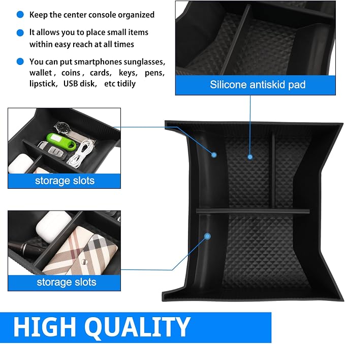 SHAOHAO for 2023 2024 2025 BMW iX Under Console Organizer, Fit for 2022 2023 2024 2025 BMW iX xDrive50, M60 Lower Organizer Tray Insert Storage Box 2023 2024 2025 iX I20 Accessories Console Tray