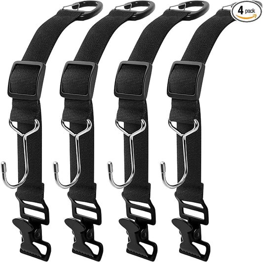 Car Seat Headrest Hooks, Adjustable Purse Hook for Car with Hat Clip, 100 LBS Heavy Duty Metal Headrest Hooks for Car to Hold Bags & Caps, Easy Install Backseat Organizer (4 Pack)