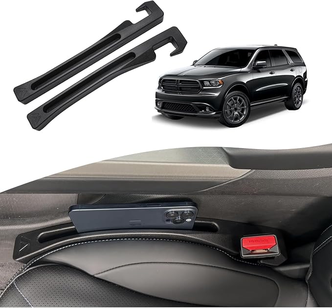 Dodge Durango Seat Gap Filler, Car Seat Gap Filler Organizer Stop Things from Dropping Customized Interior Accessories for Dodge, Black Pack of 2