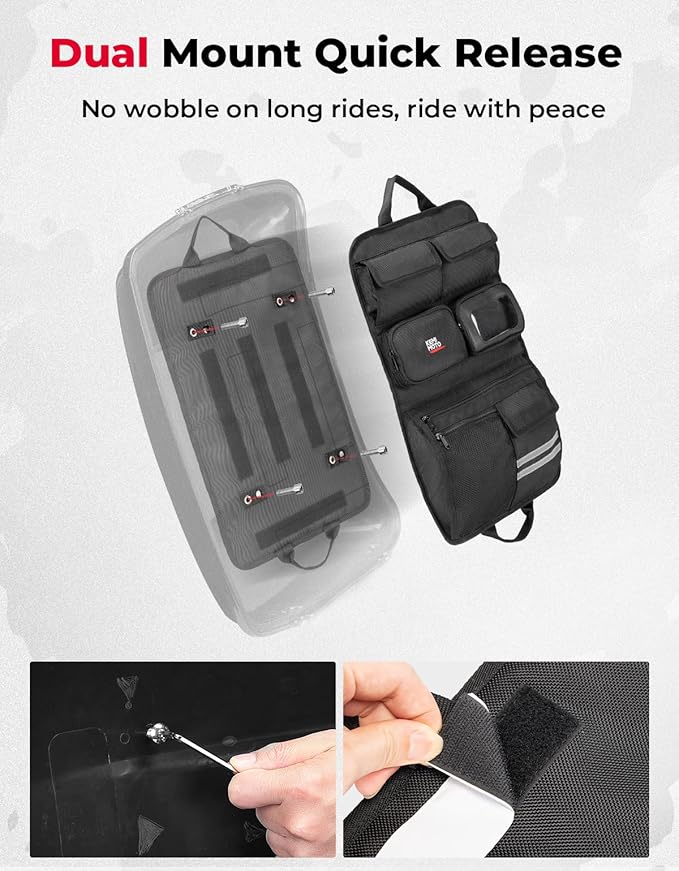KEMIMOTO Upgraded Quick Release Organizer for Tour Pack Lid Compatible with Road Glide Road King Street Glide Touring Model Organizer Bag 1993-2013