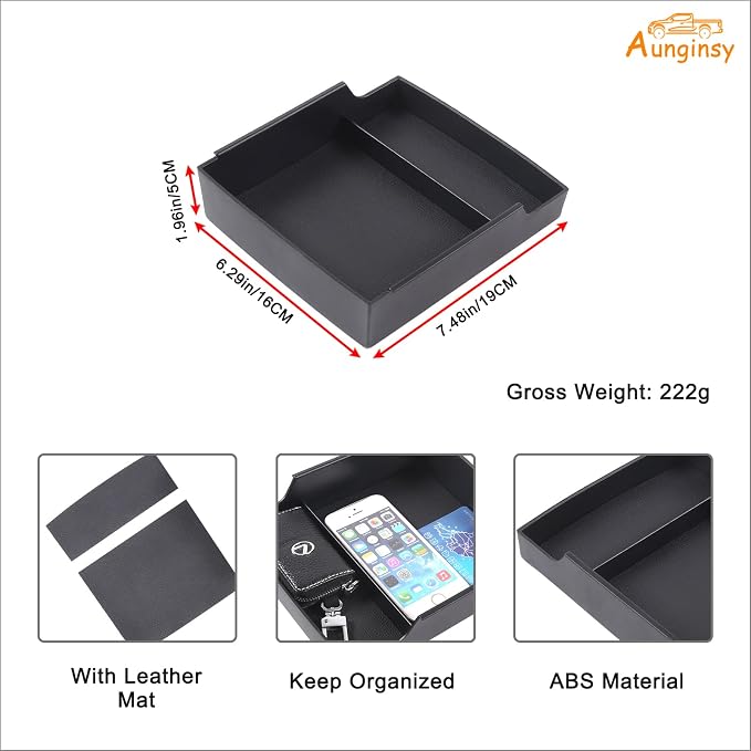 Aunginsy Car Armrest Box Storage Box Compatible with Ford Maverick 2022-2025 2026, Truck Center Console Organizer Tray Armrest Storage Accessory Container Storage Box With Mat ABS Interior Accessories