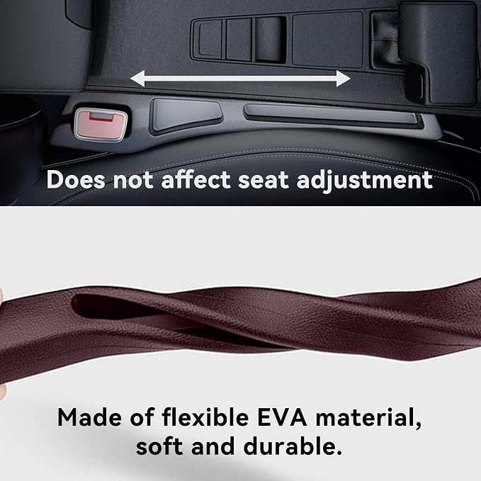 Car Seat Gap Filler Organizer, 2PCS Multifunctional Vehicle Fill Gap Blocker with Storage Slot Between Seat & Console, Anti-Drop Auto Interior Organization, Universal Fit (Red)
