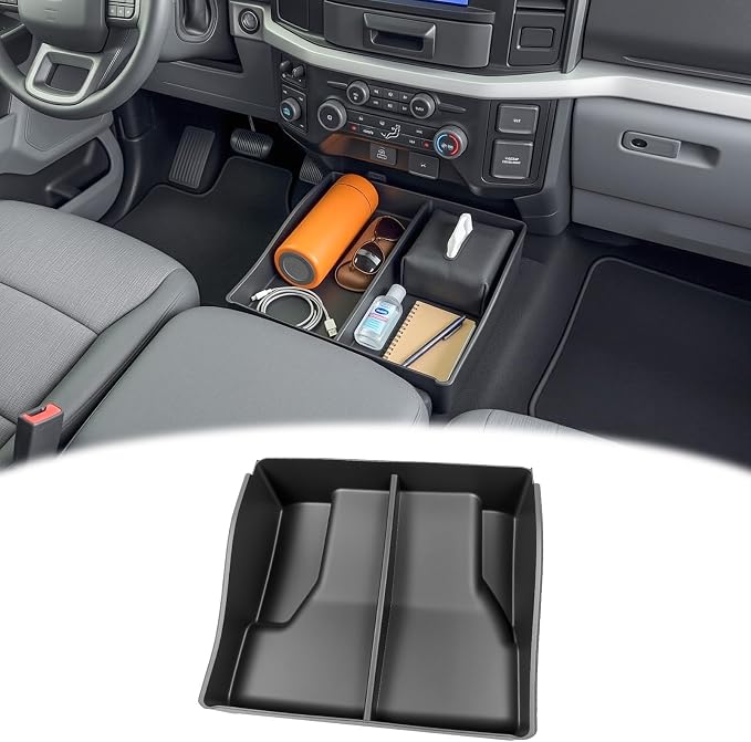 Bench Seat Floor Organizer Compatible 2015-2026 Ford F150&2017–2026 F250 F350 F450 Under Seat Storage Box Center Console Organizer Bin for F150 Accessories(F150 F250 Jump Seat)