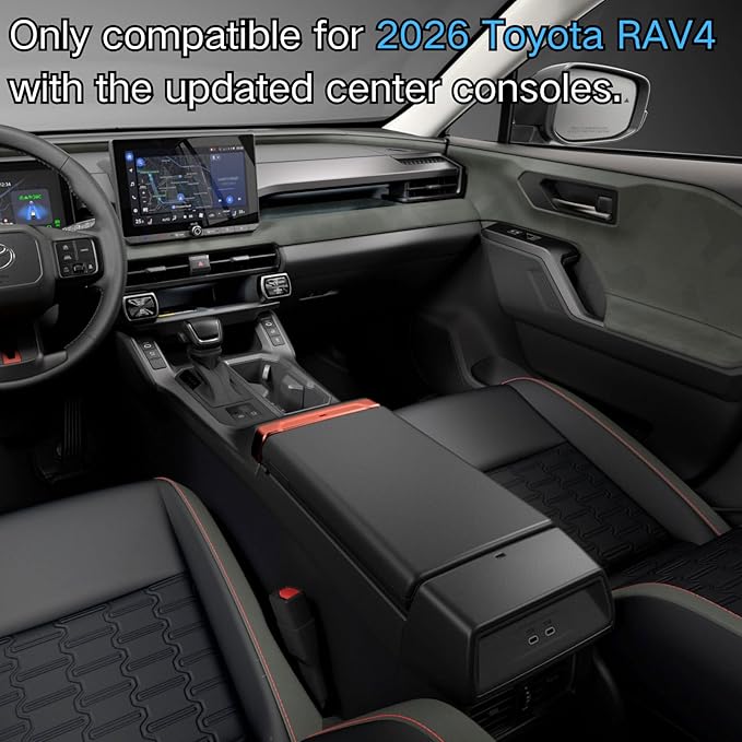 Upgraded Center Console Organizer Compatible with 2026 Toyota RAV4 6th Gen Accessories, Interior Insert ABS Materials Tray, Armrest Box Secondary Storage Tray