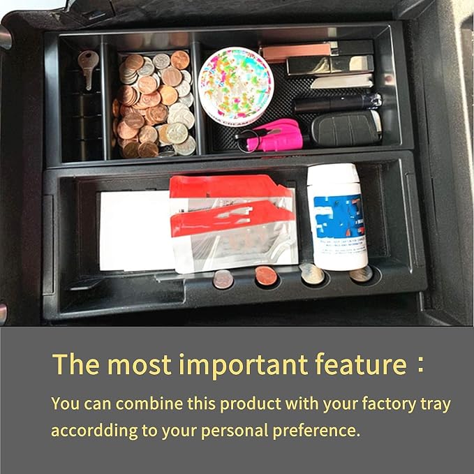 Center Console Tray Organizer Box - Secondary Storage Compatible with Ford F150 (2015-2020, 2017-2022 F250 F350 F450, 2018-2022 2023 2024 Expedition)