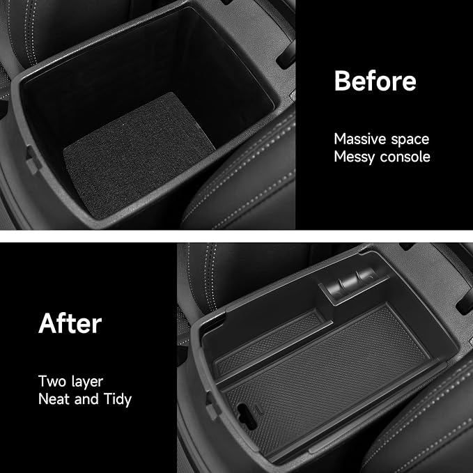 Center Console Organizer Compatible with Kia Sportage & KX5 2022 2021 2020 2019 2018 2017 Accessories Black ABS Plastic Material Armrest Secondary Storage Box