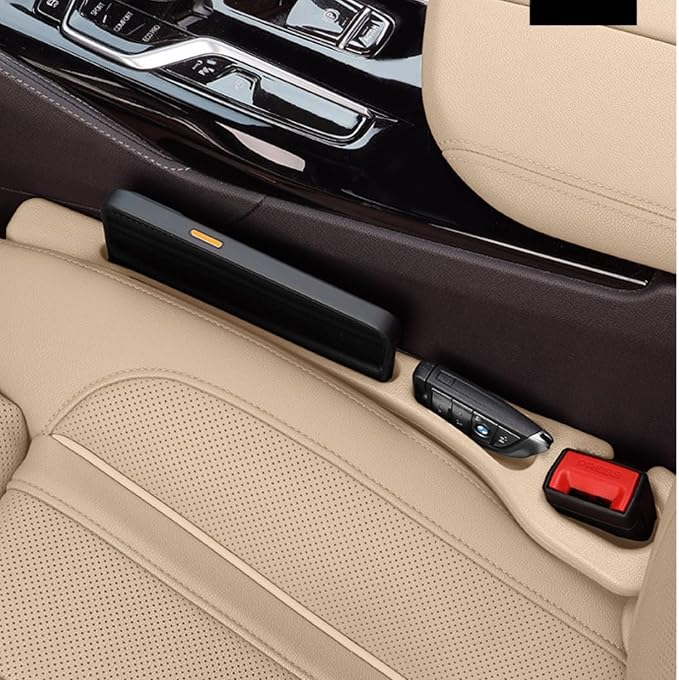 Car Seat Gap Filler 2 Pack, Anti-Drop Seat Gap Plug Blocker with Storage, Universal Car Seat Gap Organizer Stops Items from Falling, Fits Cars, SUVs, Trucks, Car Interior Accessories (beige)