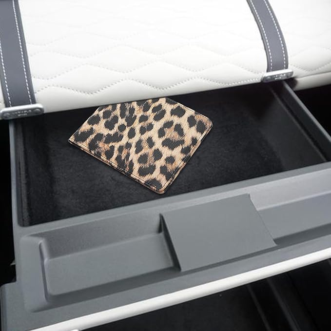 Car Registration and Insurance Holder, Premium Pu Leather Vehicle Glove Box Organizer - for Driver License, Cards & Essential Documents (S-Leopard)