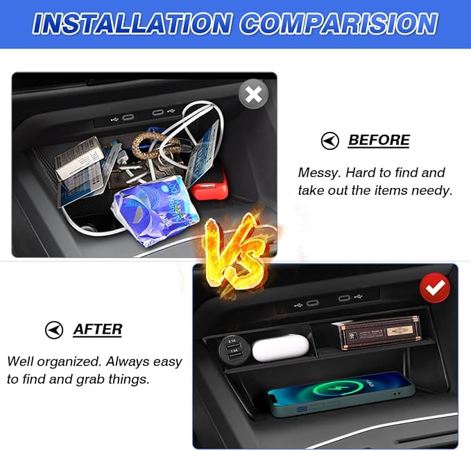 Karltys Center Console Organizer, Storage Box with Non-Slip Silicone Mat, Center Console Tray Insert Secondary for VW Volkswagen Golf GTI R MK8 2022-2025 2026 Accessories