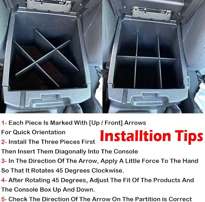 EDBETOS Center Console Organizer Insert Dividers Compatible with Toyota Tacoma 2016 2017 2018 2019 2020 2021 2022 2023 3rd Gen Tacoma Accessories Armrest Interlock Secondary Storage ABS Material