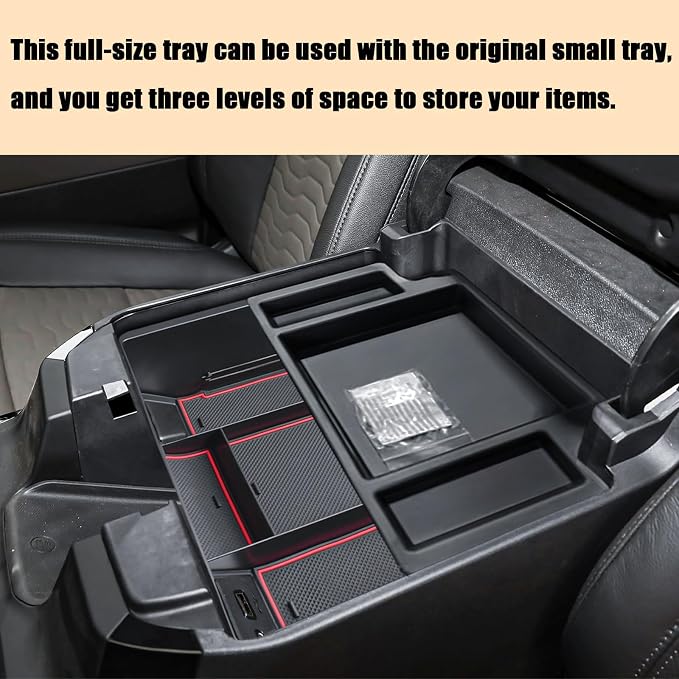 TACORBO Center Console Full Organizer Tray Compatible with Refreshed 2022-2024 2025 2026 Silverado/Sierra 1500,2024-2026 Chevy Silverado/GMC Sierra 2500HD 3500HD,Front Bucket Seats Only