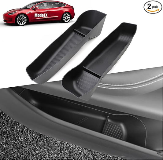 Jaronx Compatible with 2021-2026 Tesla Model X Door Side Storage Box, 2PCS TPE Front door Pockets Inserts Organizer Tray for Model X Accessories 2021 2022 2023 2024 2025 2026