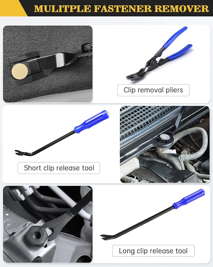 Poraxy Trim Removal Tool, 120Pcs Car Panel Door Audio Removal Tool Kit, Auto Clip Pliers Fastener Remover Pry Tool Set with Storage Bag