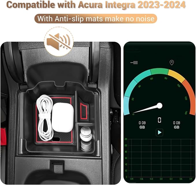 YEE PIN Integra Tray Red for 2023 2024 2025 2026 Acura Integra Center Console Organizer Console Storage Insert Tray Integra Arm Rest Organizer for Acura Integra Accessories
