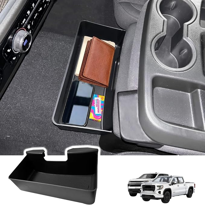Floor Console Organizer for 2019-2026 Chevy Silverado/GMC Sierra 1500, 2020-2026 Silverado/Sierra 2500HD 3500HD Jump Seat Accessories Large-Capacity Hanging Tray(for Split-Bench Folding Seat Only)
