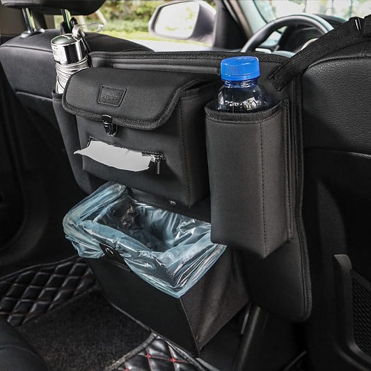 Car Organizer Between Seats, Garbage Trash Bag, Purse Holder, Dog Barrier | AMEIQ Car Accessories, Rubbish Can, Waster Litter Recycle Bin, Storage Bag Between Front Seats, Tissue Handbag Holder, Black