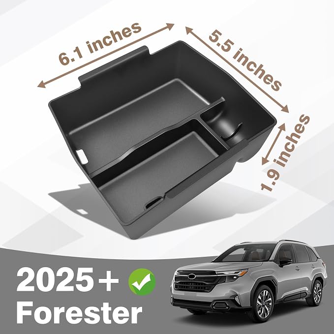 Muslogy Upgraded Center Console Organizer Compatible with 2025 Subaru Forester Middle Armrest Storage Box Insert Tray Cable Holder Interior Accessories Easy Removal (Gray) Won't Fit 2026