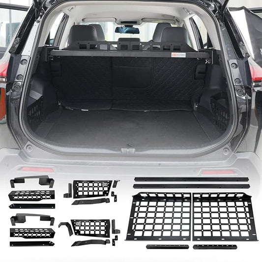 HIGH FLYING for Toyota RAV4 2026 2027 Interior Storage Molle Panel Cargo Shelf Trunk Organizer Luggage Carrier Rack Modular System Aluminum (Shelf+Storage Box)