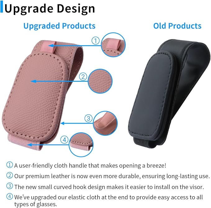 Yuoyar 2 Packs Magnetic Sunglass Holder for Car Visor (Pink) | Magnetic Interior Car Accessories