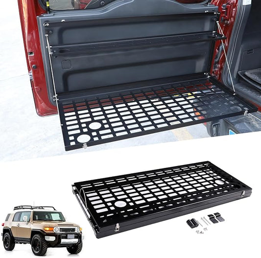 Tailgate Foldable Storage Holder for Toyota FJ Cruiser 2007-2021, Aluminum Alloy Interior Multifunctional Storage Rack Trunk Organizer Tray Shelf Accessories