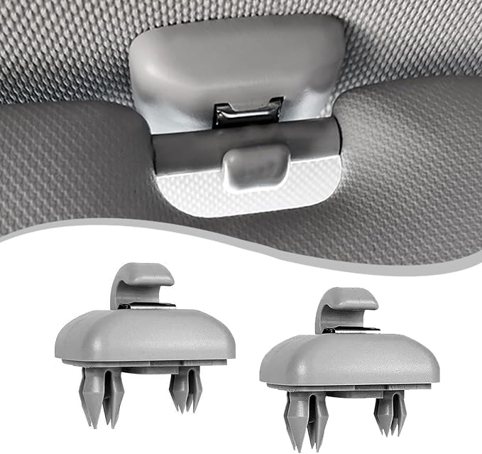 gunhunt 2 PCS Clip-on Hook Bracket, Car-Specific Interior Plastic Sun Visor Hook Clip, 8U0857562A/8E0857563A Durable Sunshield Buckle, Compatible with Audi A1 A3 A4L A5 A6L A7 Q3 Q5 Q7 (Gray)