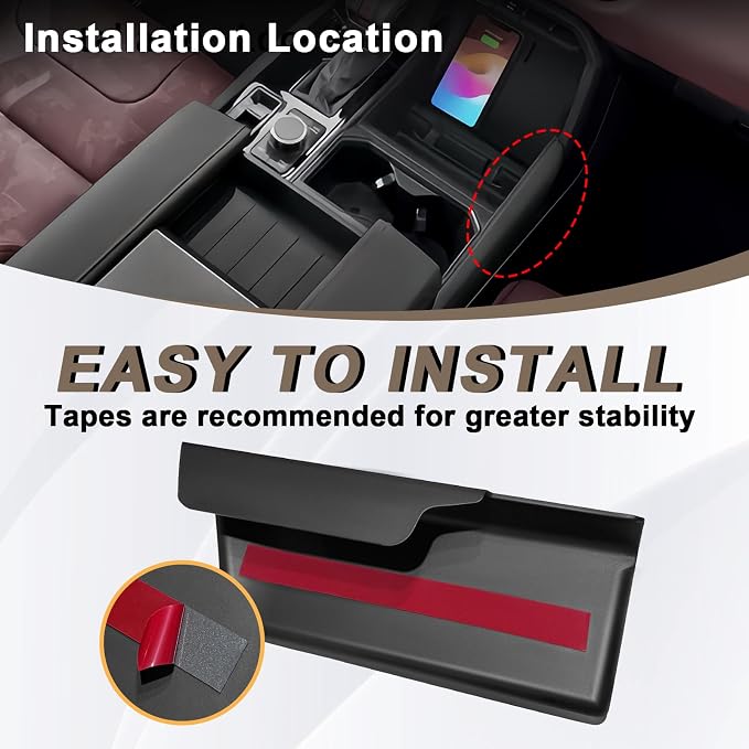 Muslogy Center Console Organizer & Shifter Storage Box Compatible with Toyota Tundra 2022-2025 2026 Accessories Phone Pocket Charge Area Console Inserts Storage Divider Passenger Side Only 2PCS