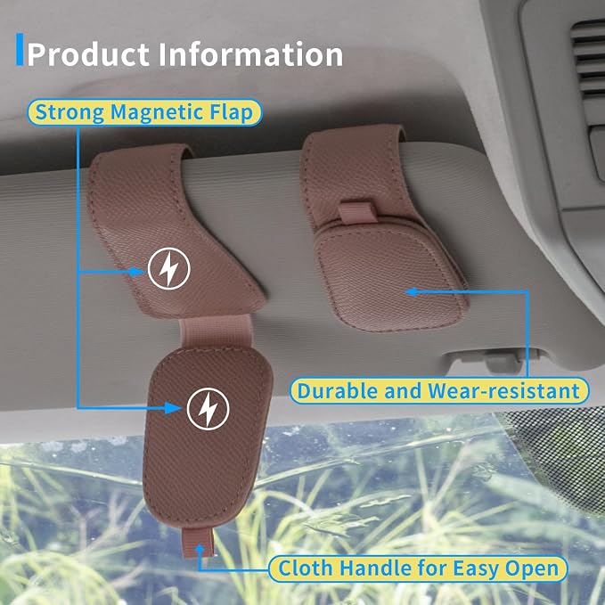 Yuoyar 2 Packs Magnetic Sunglass Holder for Car Visor (Pink) | Magnetic Interior Car Accessories