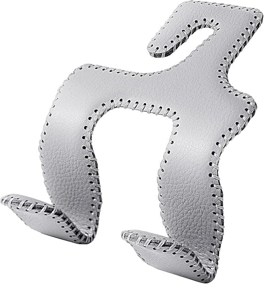 2 in 1 Car Headrest Hooks for Purses and Bags, Upgraded Leather Organizer Storage Holder Hooks Matching Cars Interior, 1-Pack, Gray