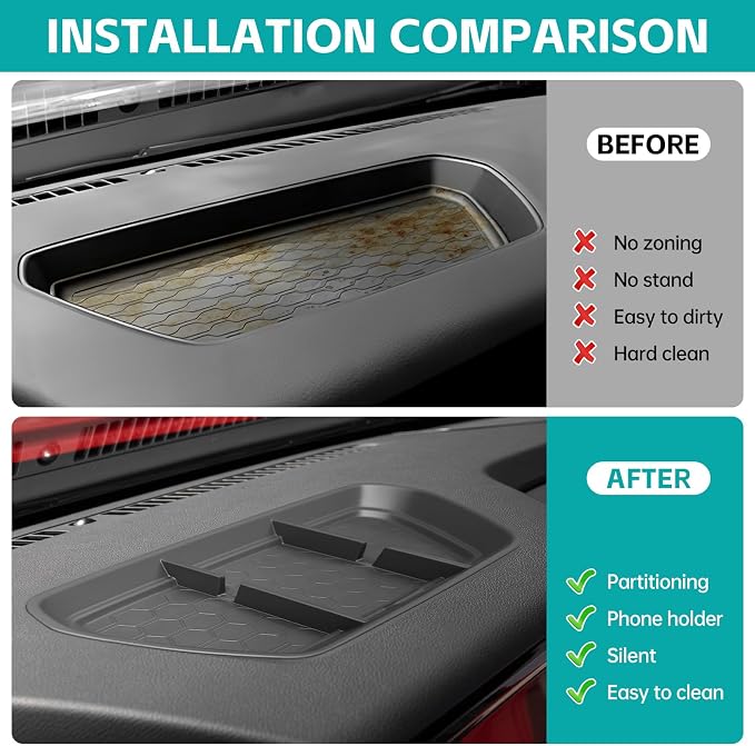 Center Console Organizer Compatible with 2022-2024 Nissan Frontier S/SV/Pro-X/Pro-4X/SL Accessories (NOT FIT 2025 2026), Dashboard Insert Tray Storage Box with Phone Holder Dash Organizer