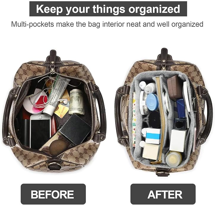 OMYSTYLE Purse Organizer Insert, Felt Tote Bag Organizer Insert with 5 Sizes, Handbag Dividers for Inside Purse, Compatible with Longchamp, Neverful, Speedy and More