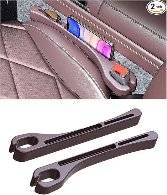 Car Seat Gap Filler, Leather Car Gap Filler Universal Fit for Most Cars, Car Seat Organizer Fill The Gap Between Seat and Consoles, Prevents Things from Falling Out, Pack of 2 PCS (Brown)