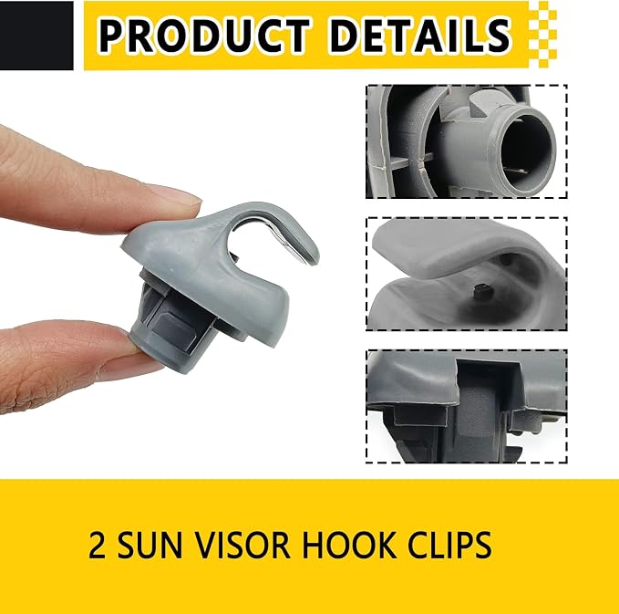 2PCS Sunvisor Clip Hook, Sun Visor Retainer Clip Replace 888217-S01-A01ZA, Compatible with Accord 1998-2007 Civic 1996-2004 CR-V 2007-2011 Element 2003-2005 Odyssey 1999-2010 (Gray)