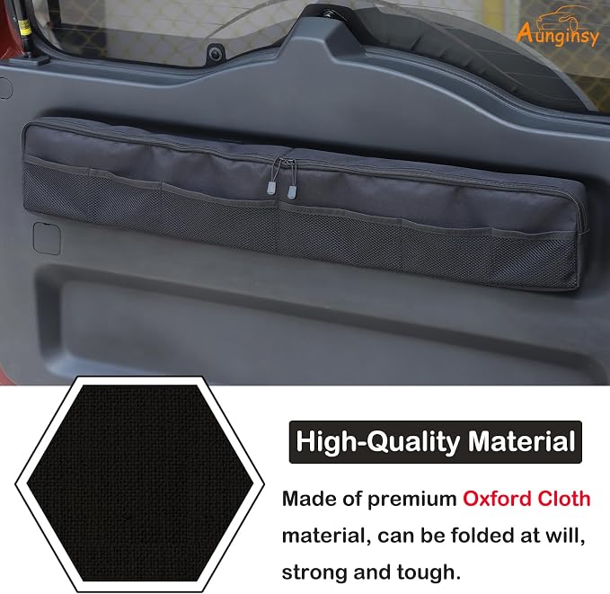 Aunginsy Car Trunk Organizer Compatible with Toyota FJ Cruiser 2007-2024+, Rear Tailgate Storage Bag Organizer Back Door Panel Storage Pockets Box Multi-Compartment Oxford Cloth Expansion Accessories