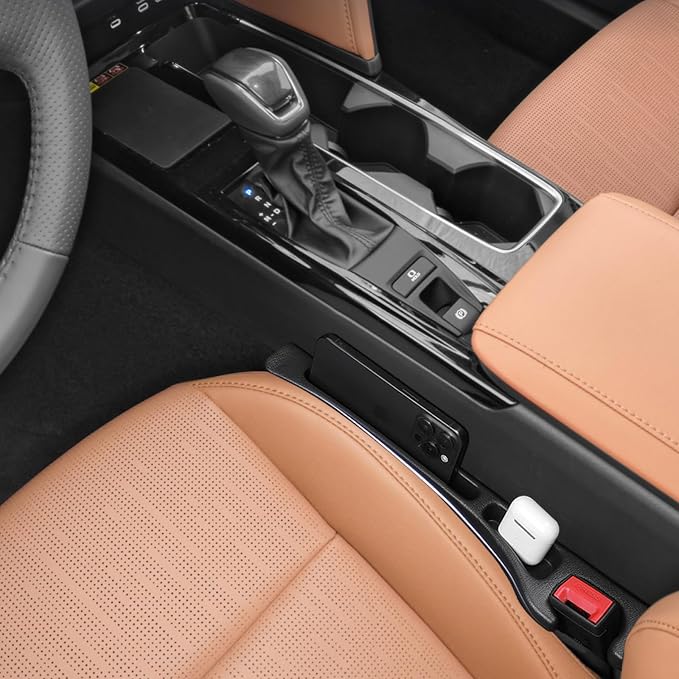 Pukonger Car Seat Gap Filler Compatible with Toyota Camry Accessories Seat Gap Plug Blocker with Storage Slot Organizer Non-Slip Car Cup Holder Coaster 2 Pack Black