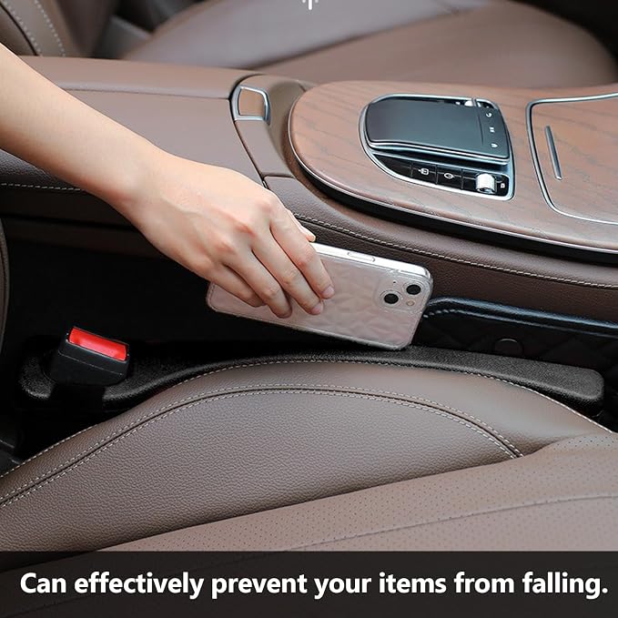 Black 2 PCS Car Seat Gap Filler, Car Seat Catcher Space Filler Between Car Seat and Console, Universal Car Accessories Auto Seat Gap Filler (Normal)