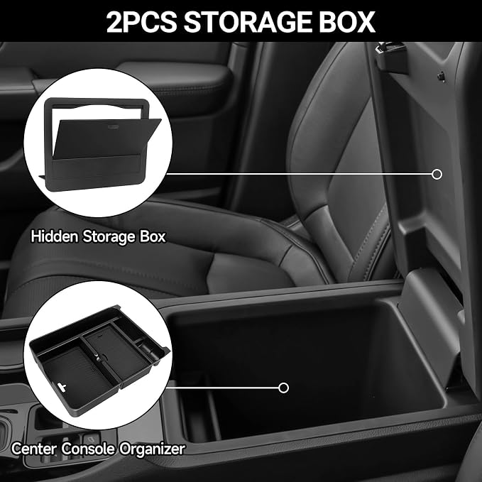 2PCS Center Console Organizer Compatible with Honda 2023-2025 2026 Pilot ＆ 2024-2026 Ridgeline ＆ 2024-2026 Passport Accessories Armrest Hidden Secondary Storage Box Handrail Platform Storage