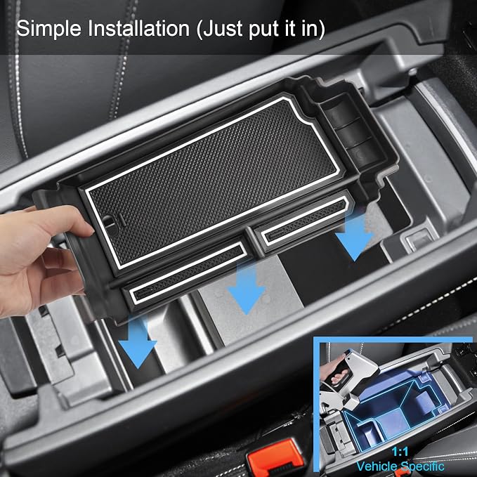 2021-2025 2026 Rogue Center Console Organizer for Nissan Rogue (S/SV/SL/Platinum/Rock Creek/Dark Armor), Durable ABS&Anti-Slip Rubber Console Tray Insert 2026 2025 Rogue Accessories (White)