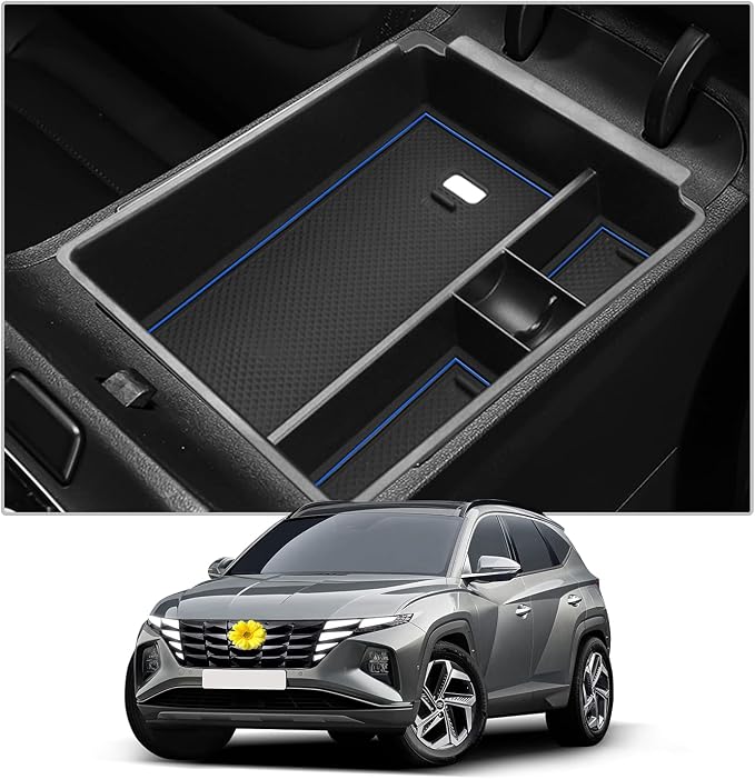 CDEFG Center Console Organizer Tray for 2022 2023 2024 Tucson NX4 Limited Interior Accessories Armrest Insert Secondary Storage Box (Blue)