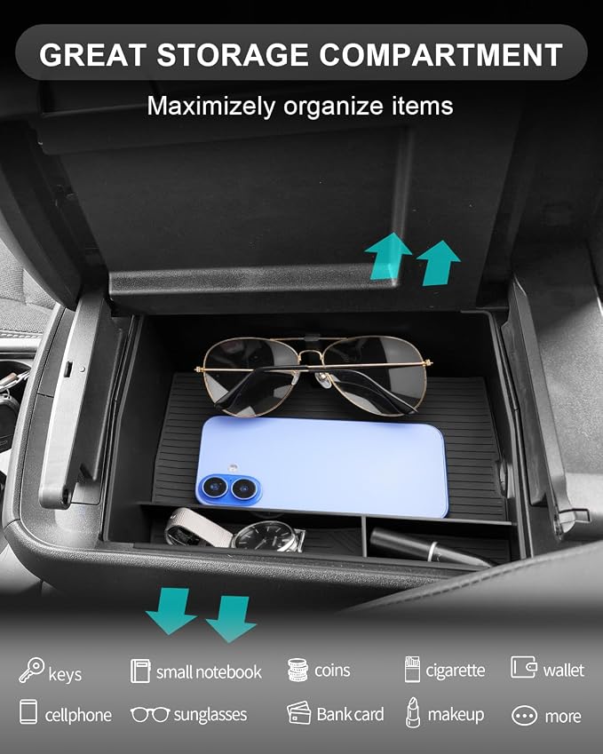 CDEFG for 2026 Subaru Solterra Center Console Organizer for 2026 Subaru Solterra (Premium/Limited/Limited XT/Touring XT) Accessory Middle Console Tray Storage Box