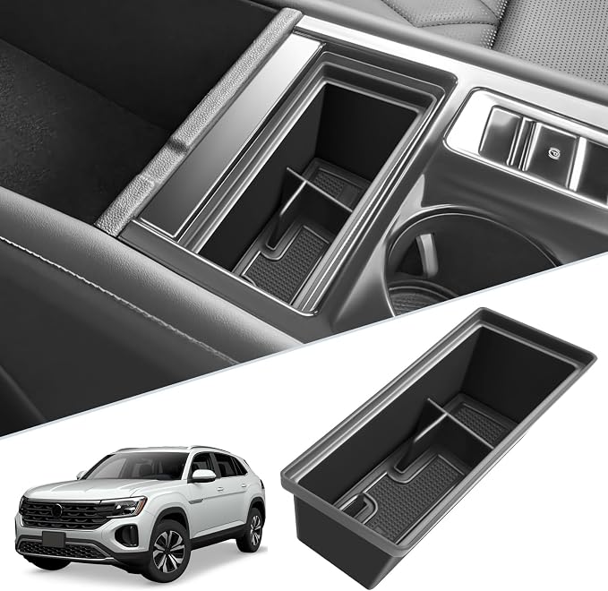 SKTU for 2024 2025 2026 VW Atlas Center Console Organizer 2024 2025 2026 V W Atlas Front Center Console Tray 2024-2026 Atlas Armrest Storage Box VW Atlas 2024 2025 2026 Accessories (Front Organizer)