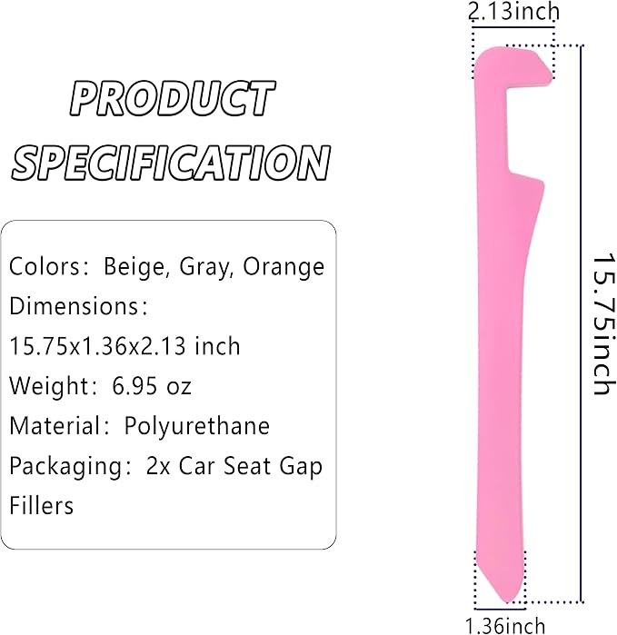 Junecarp Car Seat Gap Filler 2 Pack,Car Gap Filler Organizer to Impede Items from Dropping,Essential Interior Car Accessories Seat Gap Plug (Pink)