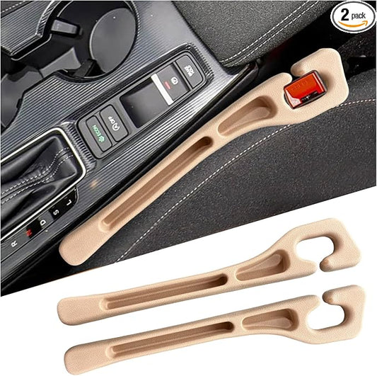 2 PCS Car Seat Gap Filler, Multi-Purpose Auto Seats Gaps Filler Side Organizer with Storage Slot, Super Flexible Gap Blocker Between Seat and Center Console, Car Accessories (Beige)