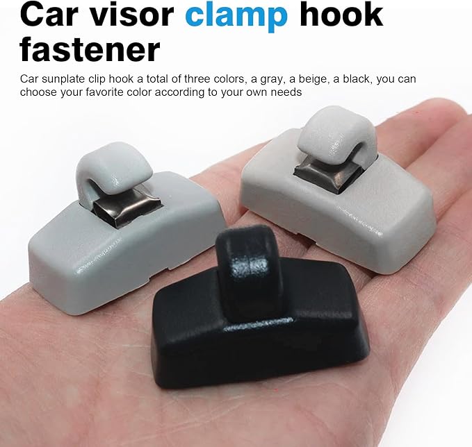 2 PCS Interior Sun Visor Clip Hook Bracket, Anti Vibration Sun Visor Bracket Holder, #3B0857561B Sun Visor Support Clip Retainer Replacement for VW Golf Passat Beetle Polo Jetta Skoda (Black)