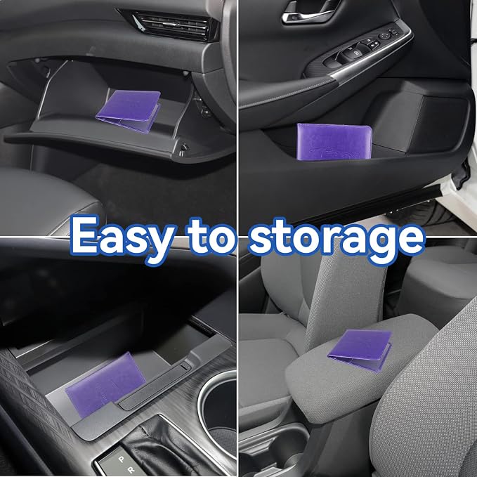 Car Registration and Insurance Holder, Premium Pu Leather Vehicle Glove Box Organizer - for Driver License, Cards & Essential Documents (S-Purple)
