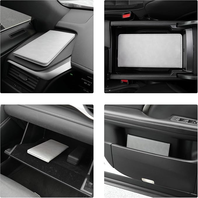 UYYE Auto Car Registration and Insurance Documents Holder - PU Leather Vehicle Glove Box Documents Organizer Wallet, Car Interior Accessories Case Holder for Essential Automobile Documents（Grey）